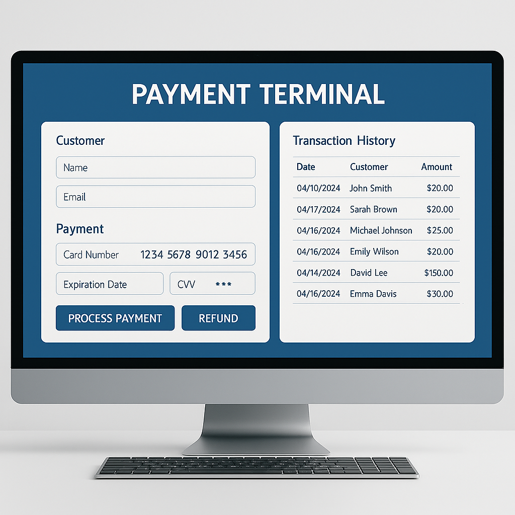 Virtual terminal dashboard interface